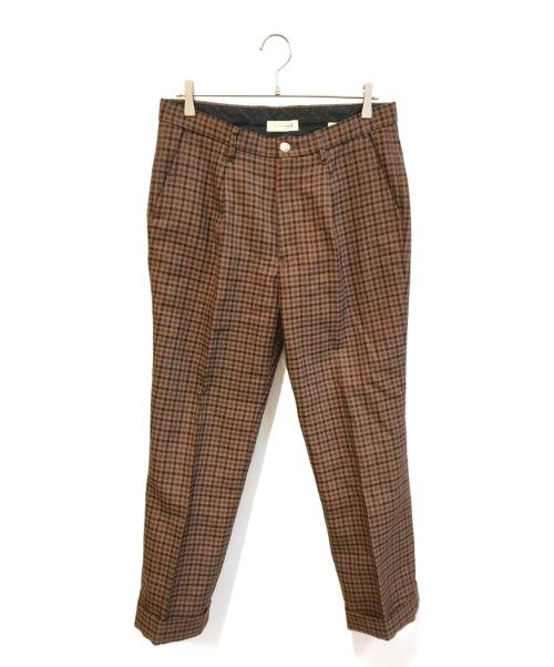 MACKINTOSH（マッキントッシュ）MACKINTOSH (マッキントッシュ) チェックタックパンツ ブラウン サイズ:W31の古着・服飾アイテム