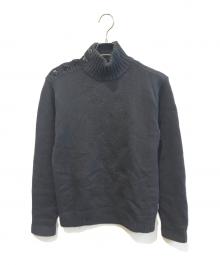 ARMANI JEANS（アルマーニジーンズ）の古着「タートルネックアーガイルニット」｜ブラック