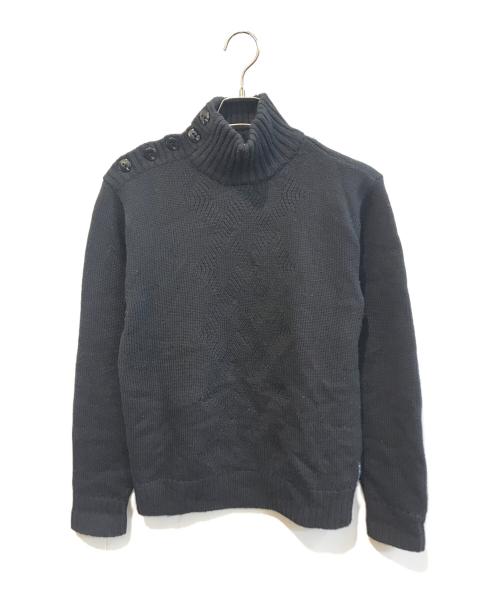 ARMANI JEANS（アルマーニジーンズ）ARMANI JEANS (アルマーニジーンズ) タートルネックアーガイルニット ブラック サイズ:Mの古着・服飾アイテム
