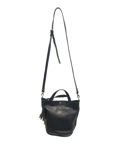 IL BISONTE（イル ビゾンテ）IL BISONTE (イル ビゾンテ) タッセルチャーム付き2WAYショルダーバッグ ブラックの古着・服飾アイテム