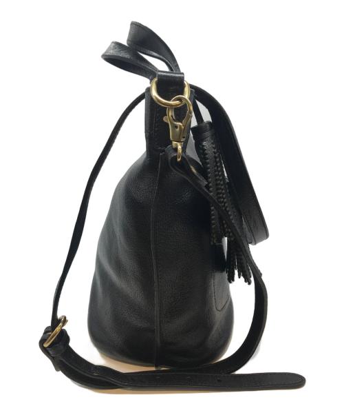 IL BISONTE（イル ビゾンテ）IL BISONTE (イル ビゾンテ) タッセルチャーム付き2WAYショルダーバッグ ブラックの古着・服飾アイテム