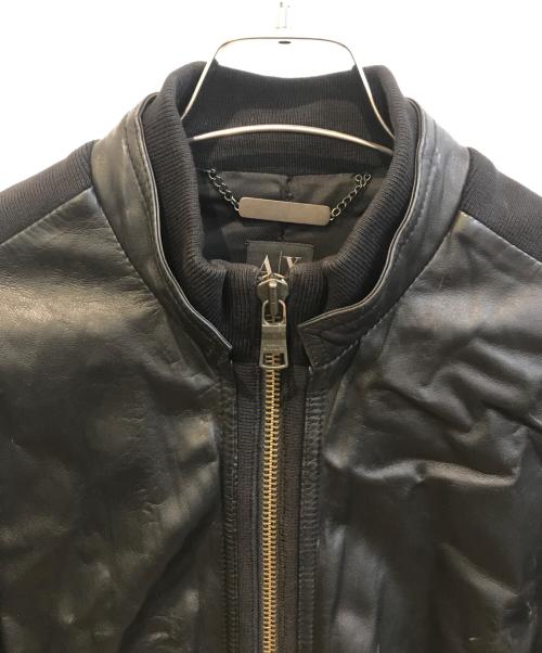 ARMANI EXCHANGE（アルマーニ エクスチェンジ）ARMANI EXCHANGE (アルマーニ エクスチェンジ) ラムレザージャケット ブラック サイズ:Mの古着・服飾アイテム