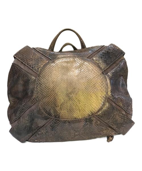 JIMMY CHOO（ジミーチュウ）JIMMY CHOO (ジミーチュウ) パイソン 型押しトートバッグ ベージュの古着・服飾アイテム