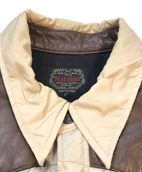 FLAT HEAD（フラット ヘッド）FLAT HEAD (フラット ヘッド) レザー切替ダウンジャケット ベージュ サイズ:Lの古着・服飾アイテム