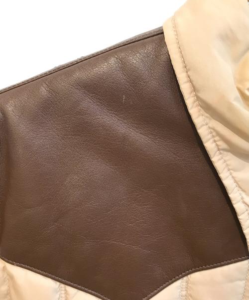 FLAT HEAD（フラット ヘッド）FLAT HEAD (フラット ヘッド) レザー切替ダウンジャケット ベージュ サイズ:Lの古着・服飾アイテム