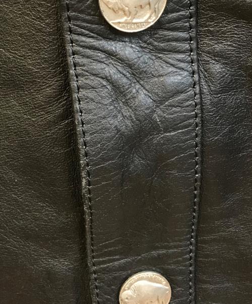 HEAVY FOR BIKERS（ヘビーフォーバイカーズ）HEAVY FOR BIKERS (ヘビーフォーバイカーズ) コンチョ ボタン ウエスタン レザー ジャケット ブラック サイズ:XLの古着・服飾アイテム