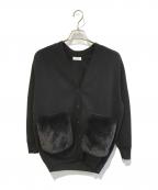 BALLSEYボールジィ）の古着「ミラノリブ ポケットファーカーディガン　11-02-14-02205」｜ブラック
