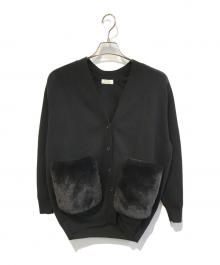 BALLSEY（ボールジィ）の古着「ミラノリブ ポケットファーカーディガン　11-02-14-02205」｜ブラック