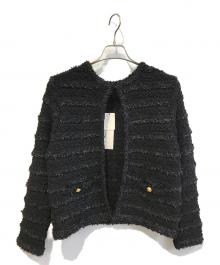 Liesse（リエス）の古着「ツイーディーニットカーディガン」｜ブラック
