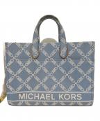 MICHAEL KORSマイケル・コース）の古着「Gigi Large Empire Logo Jacquard Denim Tote Bag　30R4G3GT3U」｜スカイブルー
