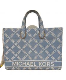 MICHAEL KORS（マイケル・コース）の古着「Gigi Large Empire Logo Jacquard Denim Tote Bag　30R4G3GT3U」｜スカイブルー