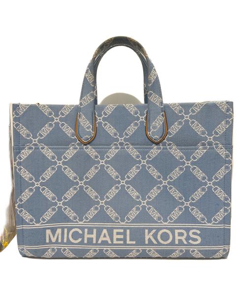 MICHAEL KORS（マイケル・コース）MICHAEL KORS (マイケル・コース) Gigi Large Empire Logo Jacquard Denim Tote Bag　30R4G3GT3U スカイブルーの古着・服飾アイテム