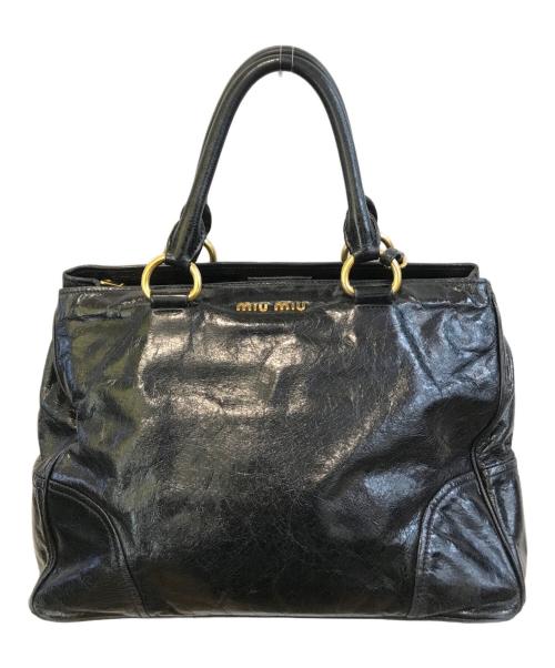 MIU MIU（ミュウミュウ）MIU MIU (ミュウミュウ) レザーハンドバッグ ブラックの古着・服飾アイテム