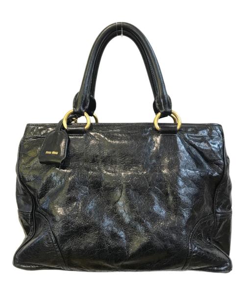 MIU MIU（ミュウミュウ）MIU MIU (ミュウミュウ) レザーハンドバッグ ブラックの古着・服飾アイテム