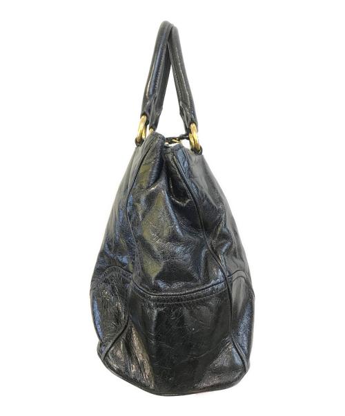 MIU MIU（ミュウミュウ）MIU MIU (ミュウミュウ) レザーハンドバッグ ブラックの古着・服飾アイテム