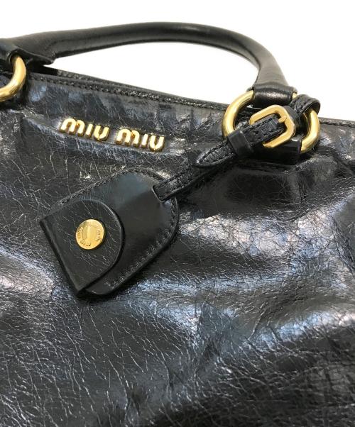 MIU MIU（ミュウミュウ）MIU MIU (ミュウミュウ) レザーハンドバッグ ブラックの古着・服飾アイテム