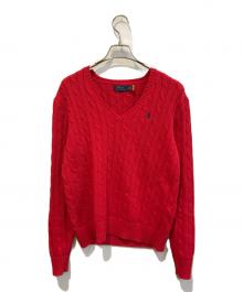 POLO RALPH LAUREN（ポロ・ラルフローレン）の古着「Vネックニット」｜レッド