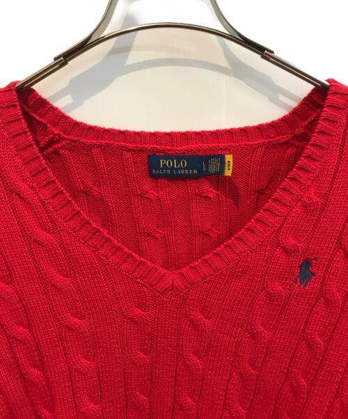 POLO RALPH LAUREN（ポロ・ラルフローレン）POLO RALPH LAUREN (ポロ・ラルフローレン) Vネックニット レッド サイズ:Ｌの古着・服飾アイテム