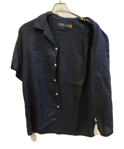 POLO RALPH LAUREN（ポロ・ラルフローレン）POLO RALPH LAUREN (ポロ・ラルフローレン) リネンオープンカラーシャツ ネイビー サイズ:Ｌの古着・服飾アイテム
