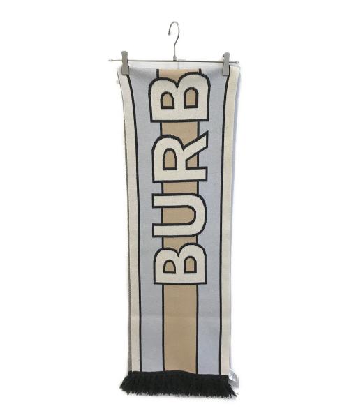 BURBERRY（バーバリー）BURBERRY (バーバリー) ロゴフリンジボーダーマフラー ベージュの古着・服飾アイテム