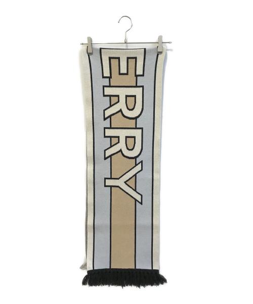 BURBERRY（バーバリー）BURBERRY (バーバリー) ロゴフリンジボーダーマフラー ベージュの古着・服飾アイテム