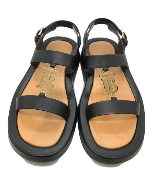 BURBERRY（バーバリー）BURBERRY (バーバリー) ロゴレザーサンダル ブラック サイズ:38の古着・服飾アイテム