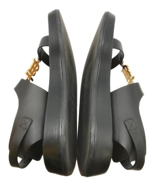 BURBERRY（バーバリー）BURBERRY (バーバリー) ロゴレザーサンダル ブラック サイズ:38の古着・服飾アイテム