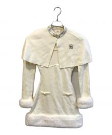darich（ダーリッチ）の古着「ビジューケープニットミニワンピース」｜アイボリー