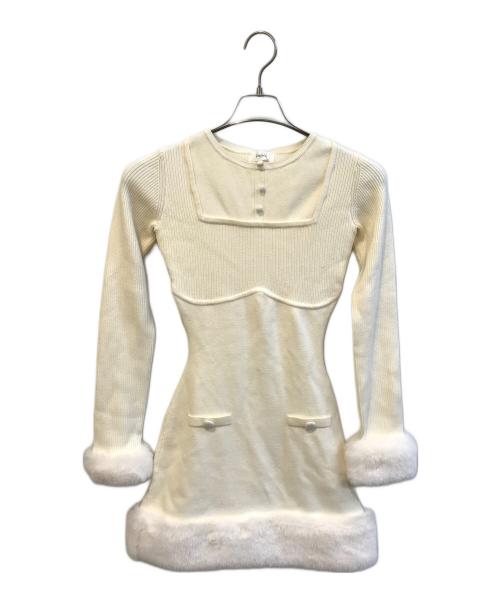 darich（ダーリッチ）Darich (ダーリッチ) ビジューケープニットミニワンピース アイボリー サイズ:free 未使用品の古着・服飾アイテム