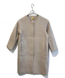 MUSE（ミューズ）の古着「ダブルクロス ノーカラーコート」｜ベージュ