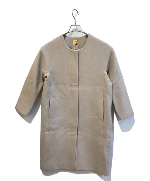 MUSE（ミューズ）MUSE (ミューズ) ダブルクロス ノーカラーコート ベージュ サイズ:FREEの古着・服飾アイテム