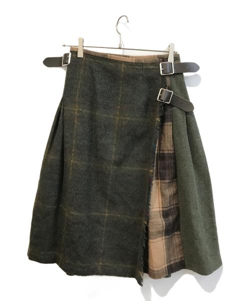 O'NEIL OF DUBLIN（オニールオブダブリン）O'NEIL OF DUBLIN (オニールオブダブリン) ラップウールスカート　17060230000030 オリーブ サイズ:Ｍの古着・服飾アイテム