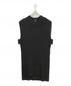 mizuiro-indミズイロインド）の古着「ロングニットベスト　4-229483」｜ブラック