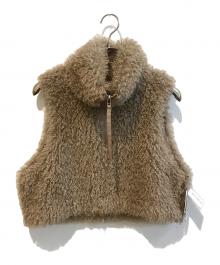 vivapresto（ビバプレスト）の古着「フェイクファーベスト」｜ベージュ