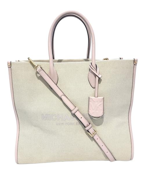MICHAEL KORS（マイケル・コース）MICHAEL KORS (マイケル・コース) キャンバストートバッグ　35S2G7ZT3C ベージュ×ピンクの古着・服飾アイテム