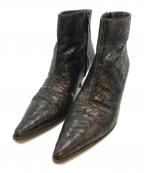 GUCCIグッチ）の古着「パイソン柄ショートブーツ 104 0160」｜ブラウン