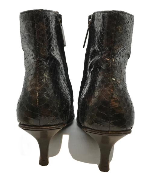 GUCCI（グッチ）GUCCI (グッチ) パイソン柄ショートブーツ 104 0160 ブラウン サイズ:24の古着・服飾アイテム