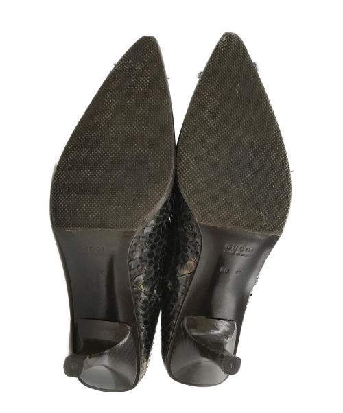 GUCCI（グッチ）GUCCI (グッチ) パイソン柄ショートブーツ 104 0160 ブラウン サイズ:24の古着・服飾アイテム