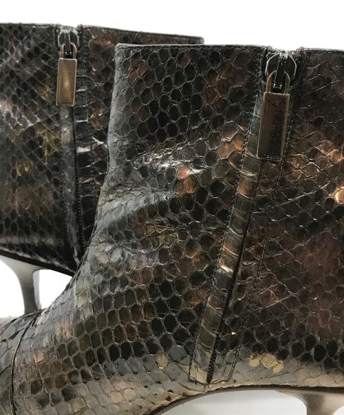 GUCCI（グッチ）GUCCI (グッチ) パイソン柄ショートブーツ 104 0160 ブラウン サイズ:24の古着・服飾アイテム