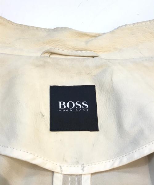 HUGO BOSS（ヒューゴ ボス）HUGO BOSS (ヒューゴ ボス) レザージャケット アイボリー サイズ:Lの古着・服飾アイテム