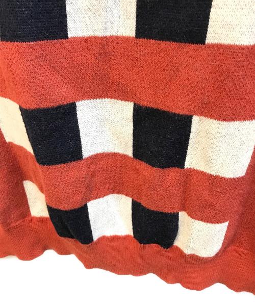 son of the cheese（（サノバチーズ））SON OF THE CHEESE (（サノバチーズ）) STRIPE KNIT SHIRT　SC2310-KN02 ブラウン サイズ:Lの古着・服飾アイテム