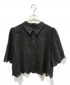 Dw2Rディ・ダヴル・トゥアール）の古着「レーシーソリッド ブラウス　15147419」｜ブラック