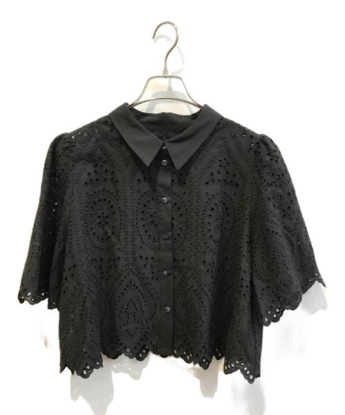 Dw2R（ディ・ダヴル・トゥアール）Dw2R (ディ・ダヴル・トゥアール) レーシーソリッド ブラウス　15147419 ブラック サイズ:Ｍの古着・服飾アイテム