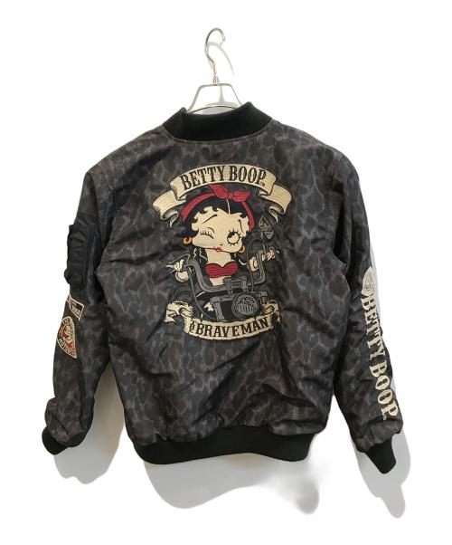 THE BRAVE MAN（ブレイブマン）the brave man (ブレイブマン) BETTY BOOP (ベティー・ブープ) スカジャン ブラック×レッド サイズ:Ｍの古着・服飾アイテム