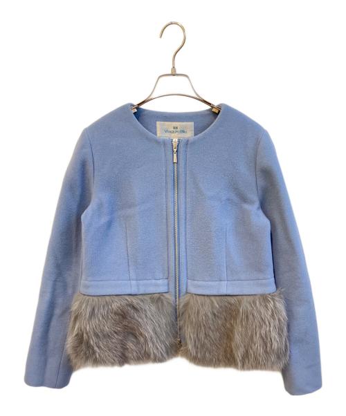 Viaggio Blu（ビアッジョブルー）Viaggio Blu (ビアッジョブルー) 裾フォックスファークルーネックジャケット ブルー サイズ:1の古着・服飾アイテム