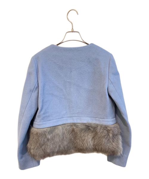 Viaggio Blu（ビアッジョブルー）Viaggio Blu (ビアッジョブルー) 裾フォックスファークルーネックジャケット ブルー サイズ:1の古着・服飾アイテム