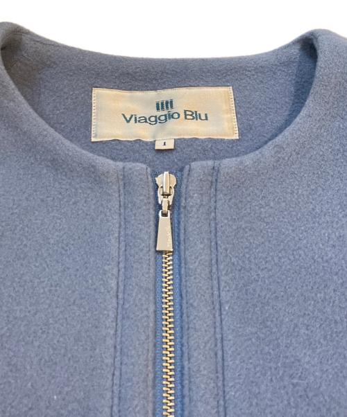 Viaggio Blu（ビアッジョブルー）Viaggio Blu (ビアッジョブルー) 裾フォックスファークルーネックジャケット ブルー サイズ:1の古着・服飾アイテム