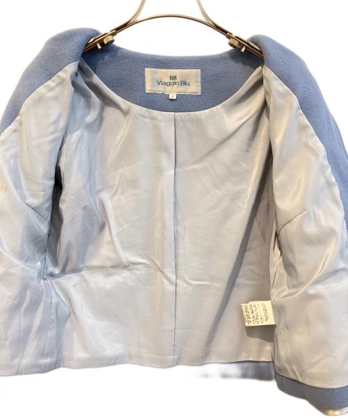 Viaggio Blu（ビアッジョブルー）Viaggio Blu (ビアッジョブルー) 裾フォックスファークルーネックジャケット ブルー サイズ:1の古着・服飾アイテム