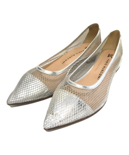 FABIO RUSCONI（ファビオルスコーニ）FABIO RUSCONI (ファビオルスコーニ) ポインテッドトウローヒールネットパンプス シルバー サイズ:38の古着・服飾アイテム