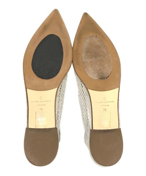 FABIO RUSCONI（ファビオルスコーニ）FABIO RUSCONI (ファビオルスコーニ) ポインテッドトウローヒールネットパンプス シルバー サイズ:38の古着・服飾アイテム